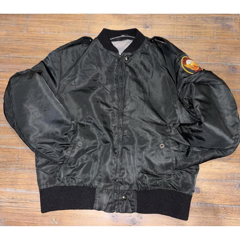 Vintage Police Security EMS Fire Jacket Mens 44Long Black Atlanta Fire Patch